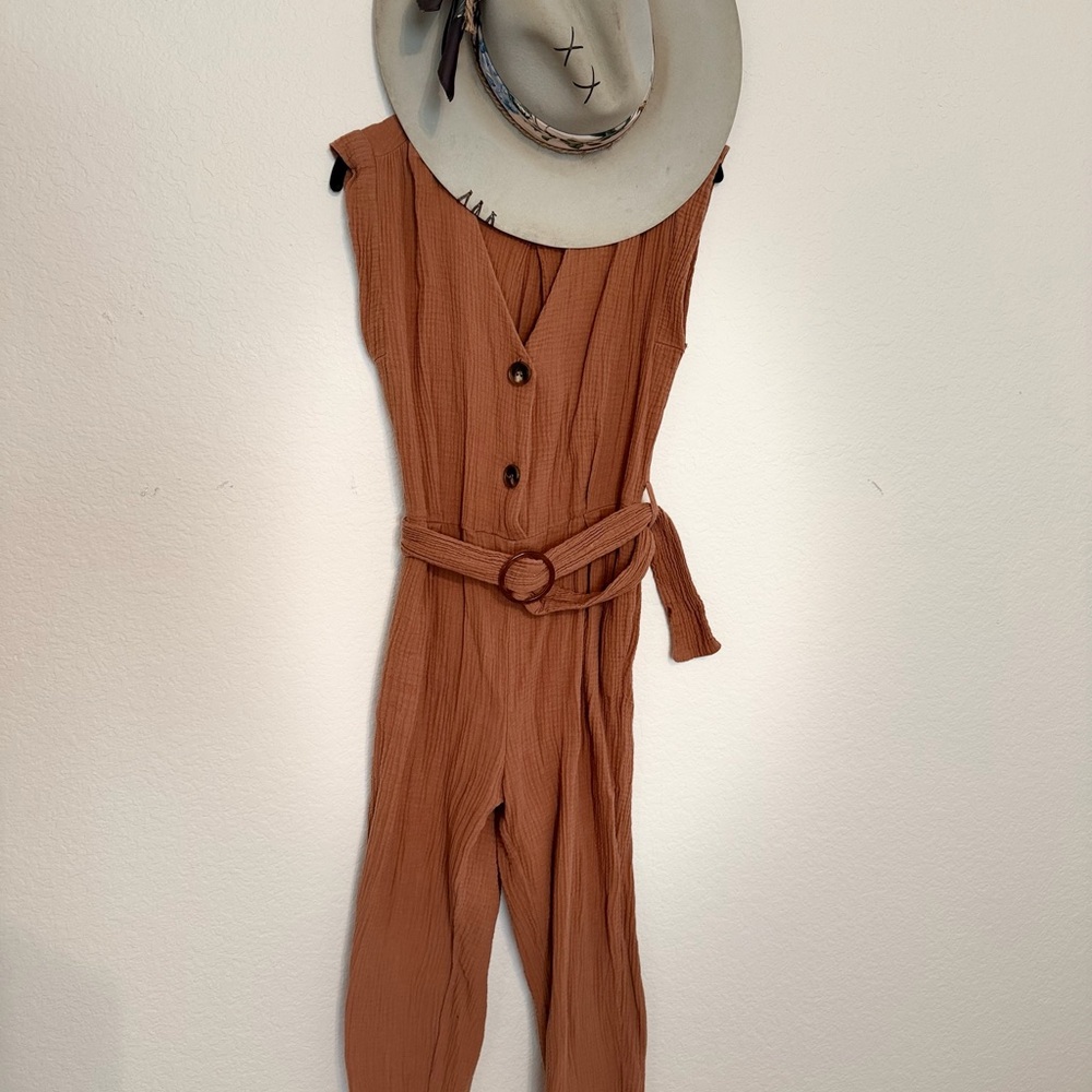 Lush Terracotta Jumpsuit with Belt